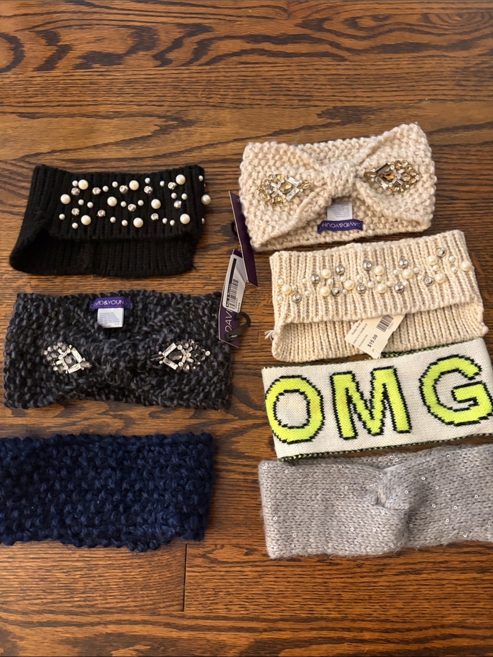 Embellished Knit winter war muff Headband Bundle - Pearls & Rhinestones